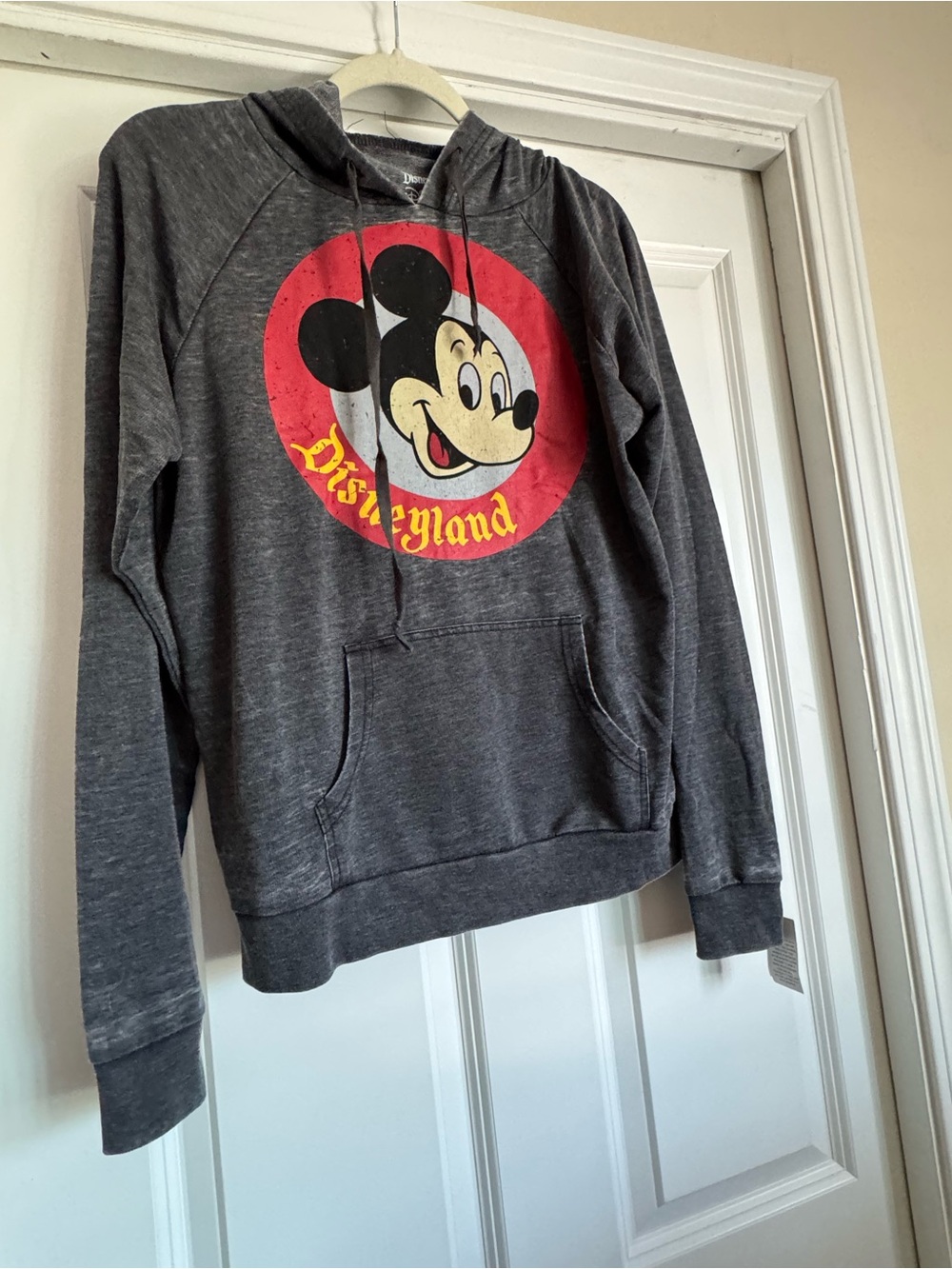 New Disneyland Medium Grey Gray Mickey Mouse Graphic Cotton Blend Hoodie